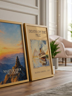 Master Your Success watercolour print framed by window – literary home decor