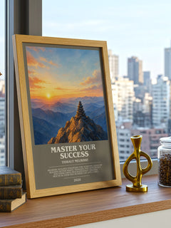 Master Your Success bookish print framed by window – literary home decor