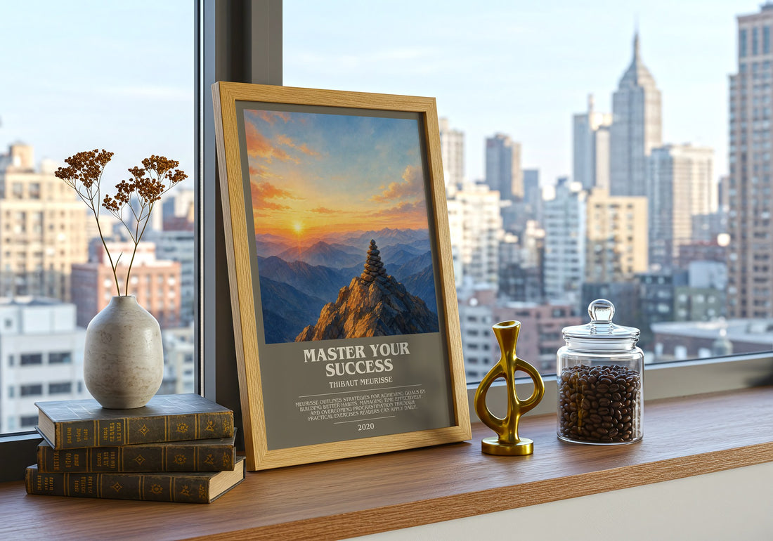 Master Your Success bookish print framed by window – literary home decor
