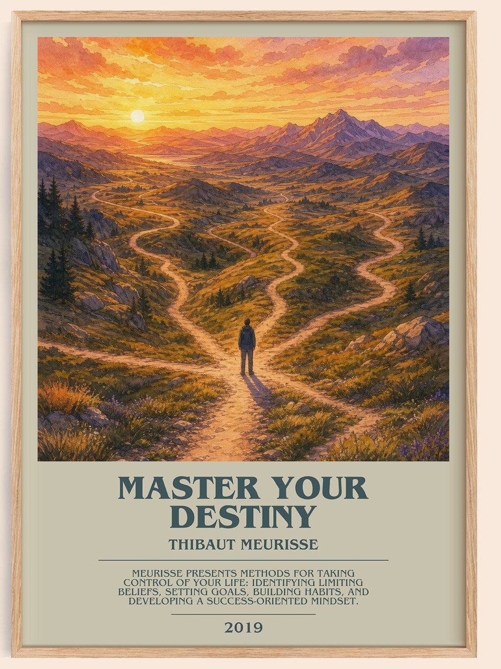 Master Your Destiny bookish book poster by Thibaut Meurisse – framed literary art print