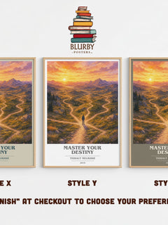 Master Your Destiny book cover print in frame leaning in hallway – non fiction wall art