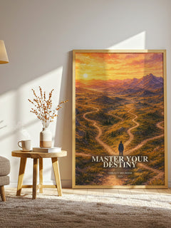 Master Your Destiny watercolour print in frame leaning in hallway – non fiction wall art