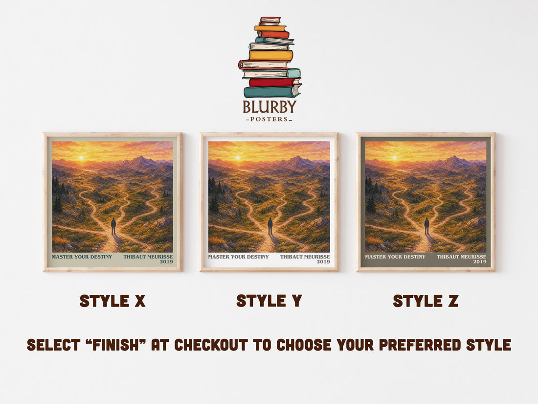 Master Your Destiny literary print in frame leaning in hallway – non fiction wall art (mockup)