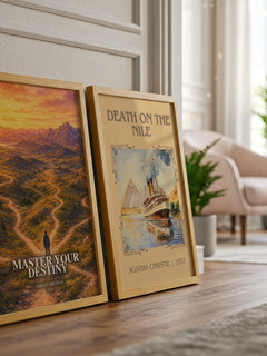 Master Your Destiny watercolour print framed by window – literary home decor