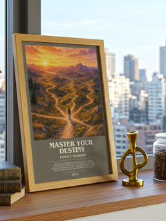 Master Your Destiny bookish print framed by window – literary home decor