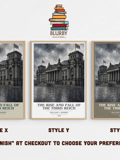 The Rise and Fall of the Third Reich book cover print in frame leaning in hallway – non fiction wall art