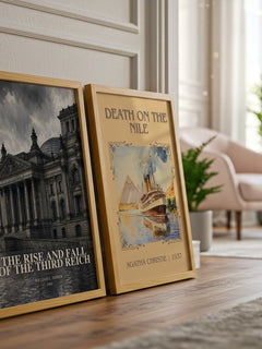 The Rise and Fall of the Third Reich watercolour print framed by window – literary home decor