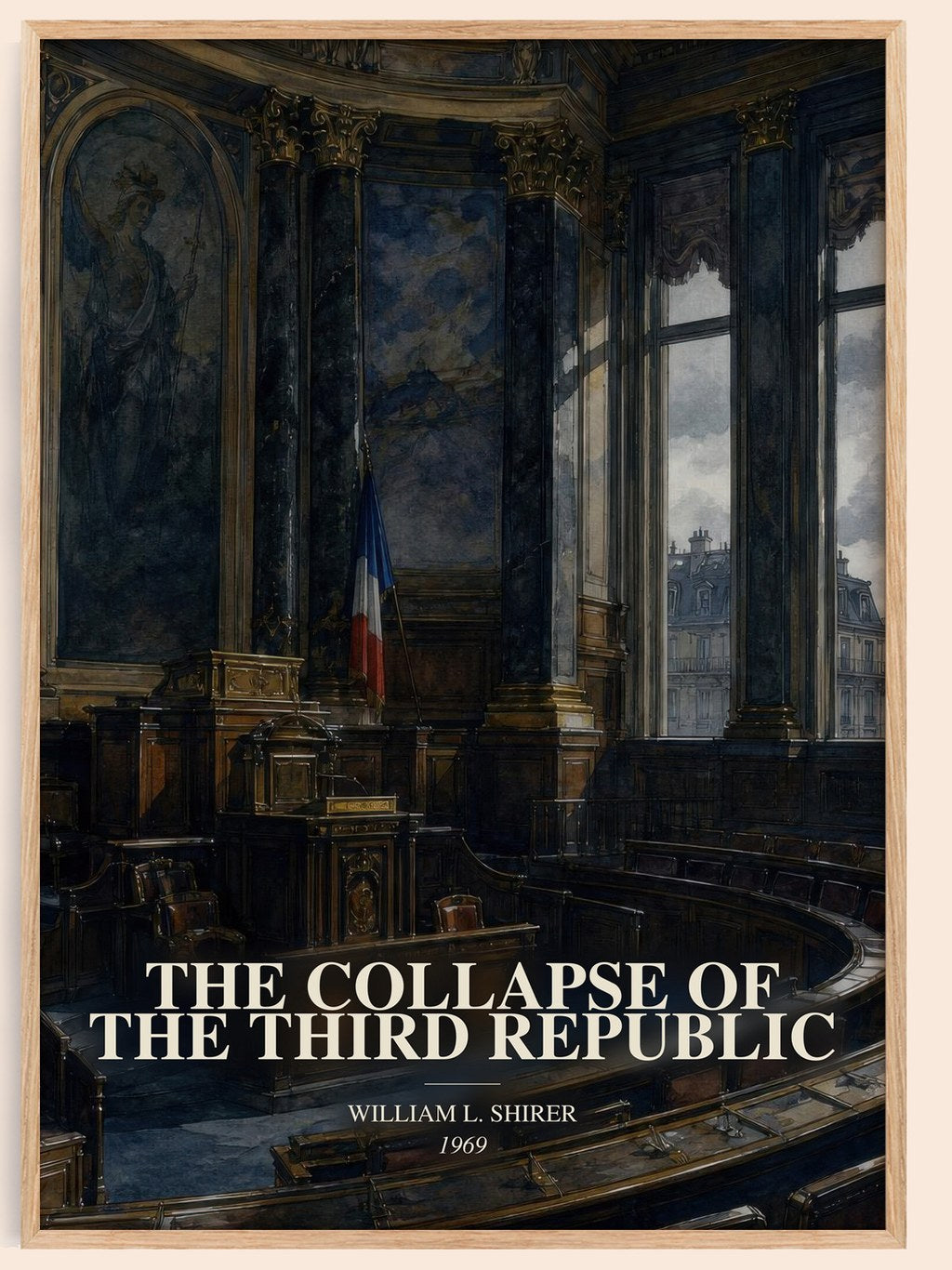 The collapse of the Third Republic watercolour book poster by William L. Shirer – framed literary art print