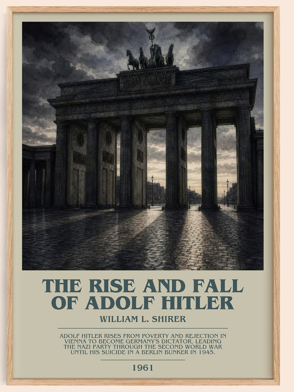 The rise and fall of Adolf Hitler bookish book poster by William L. Shirer – framed literary art print