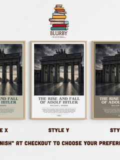 The rise and fall of Adolf Hitler bookish print in frame leaning in hallway – non fiction wall art