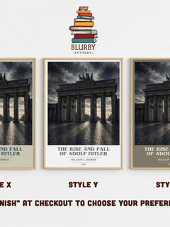 The rise and fall of Adolf Hitler book cover print in frame leaning in hallway – non fiction wall art