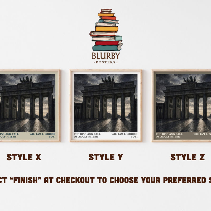The rise and fall of Adolf Hitler literary print in frame leaning in hallway – non fiction wall art