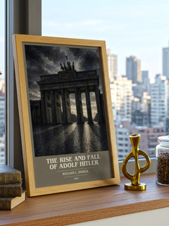 The rise and fall of Adolf Hitler book cover print framed by window – literary home decor