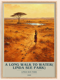 A Long Walk to Water( Linda Sue Park) book cover book poster by Linda Sue Park – framed literary art print