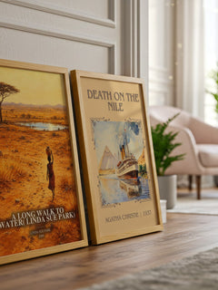 A Long Walk to Water( Linda Sue Park) watercolour print framed by window – literary home decor