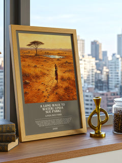 A Long Walk to Water( Linda Sue Park) bookish print framed by window – literary home decor