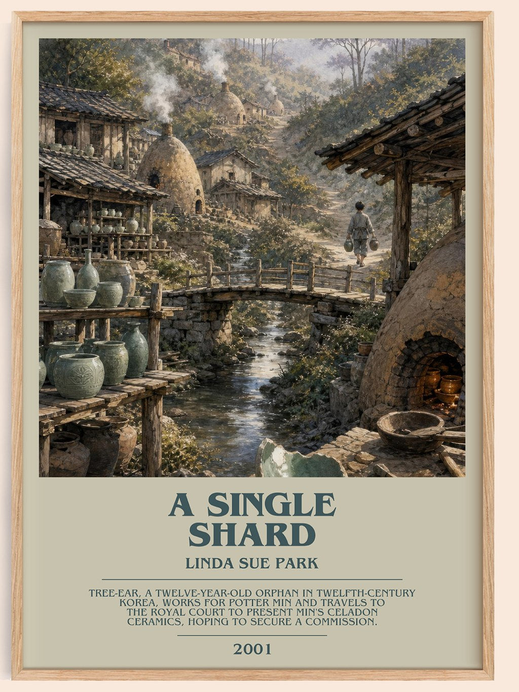 A single shard bookish book poster by Linda Sue Park – framed literary art print
