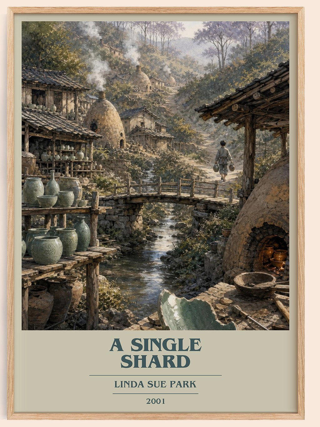 A single shard book cover book poster by Linda Sue Park – framed literary art print