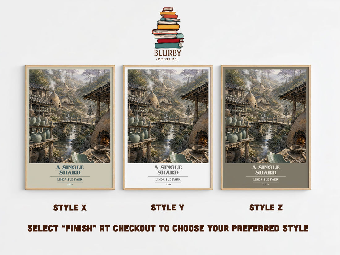 A single shard book cover print in frame leaning in hallway – historical fiction wall art (mockup)