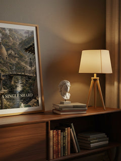 A single shard watercolour print on bookshelf – Linda Sue Park fan gift