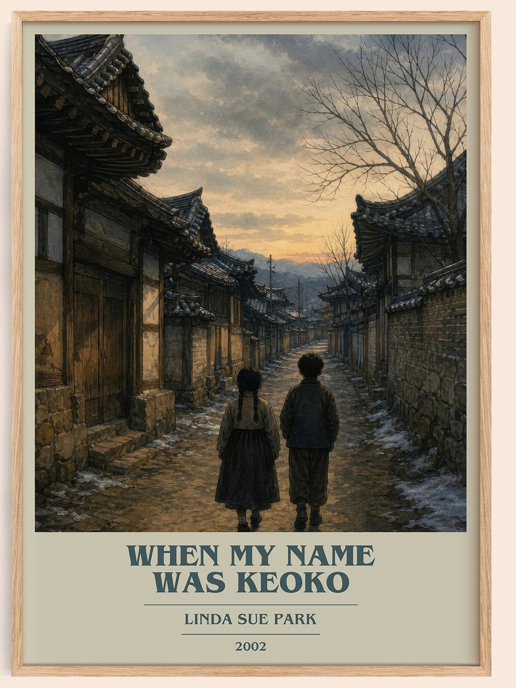 When my name was Keoko book cover book poster by Linda Sue Park – framed literary art print