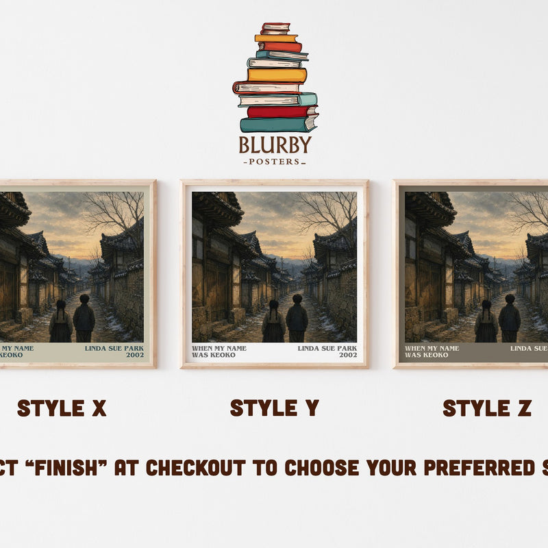 When my name was Keoko literary print in frame leaning in hallway – historical fiction wall art
