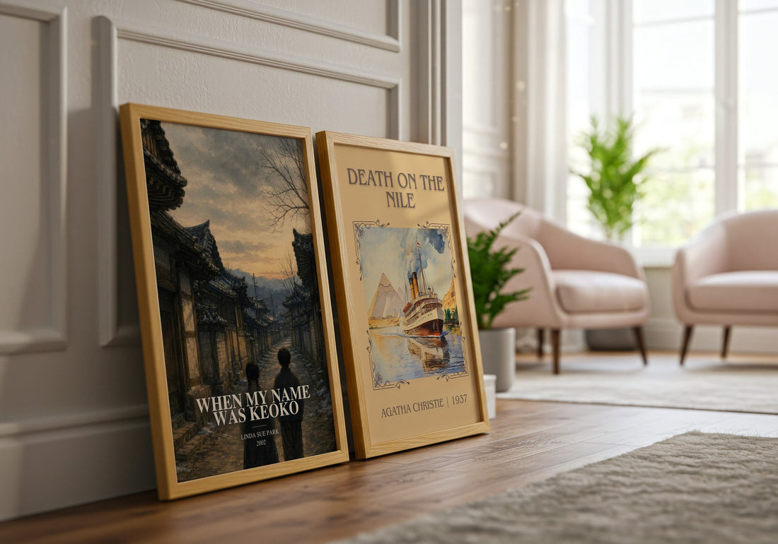 When my name was Keoko watercolour print framed by window – literary home decor