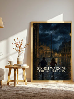 Storm Warning (The 39 Clues #9) watercolour print in frame leaning in hallway – adventure wall art