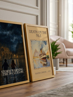 Storm Warning (The 39 Clues #9) watercolour print framed by window – literary home decor