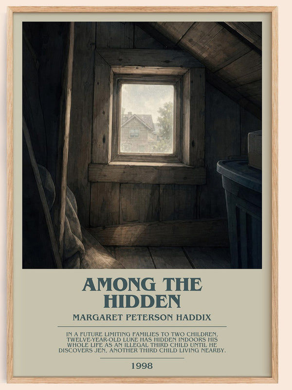 Among the Hidden bookish book poster by Margaret Peterson Haddix – framed literary art print