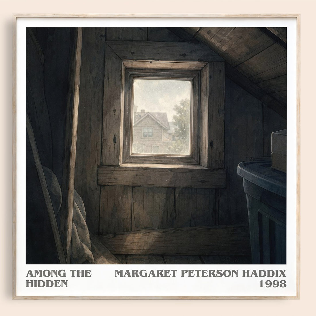 Among the Hidden literary book poster by Margaret Peterson Haddix – framed literary art print
