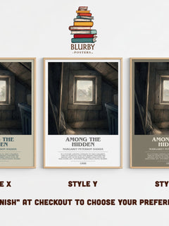 Among the Hidden bookish print in frame leaning in hallway – dystopian wall art