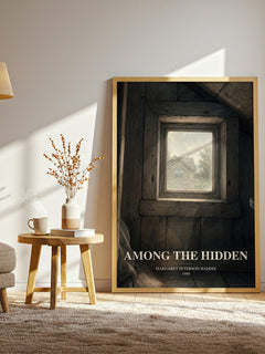 Among the Hidden watercolour print in frame leaning in hallway – dystopian wall art