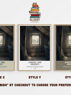 Among the Hidden book cover print in frame leaning in hallway – dystopian wall art