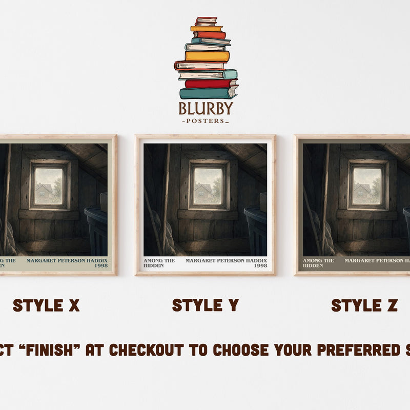 Among the Hidden literary print in frame leaning in hallway – dystopian wall art