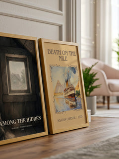 Among the Hidden watercolour print framed by window – literary home decor