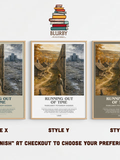 Running Out of Time bookish print in frame leaning in hallway – young adult wall art