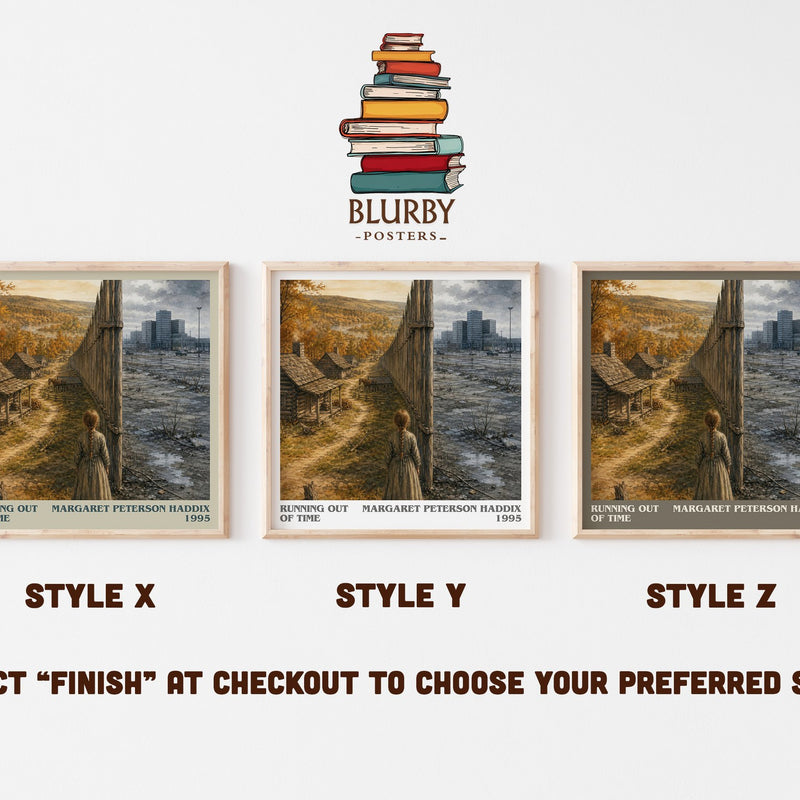 Running Out of Time literary print in frame leaning in hallway – young adult wall art