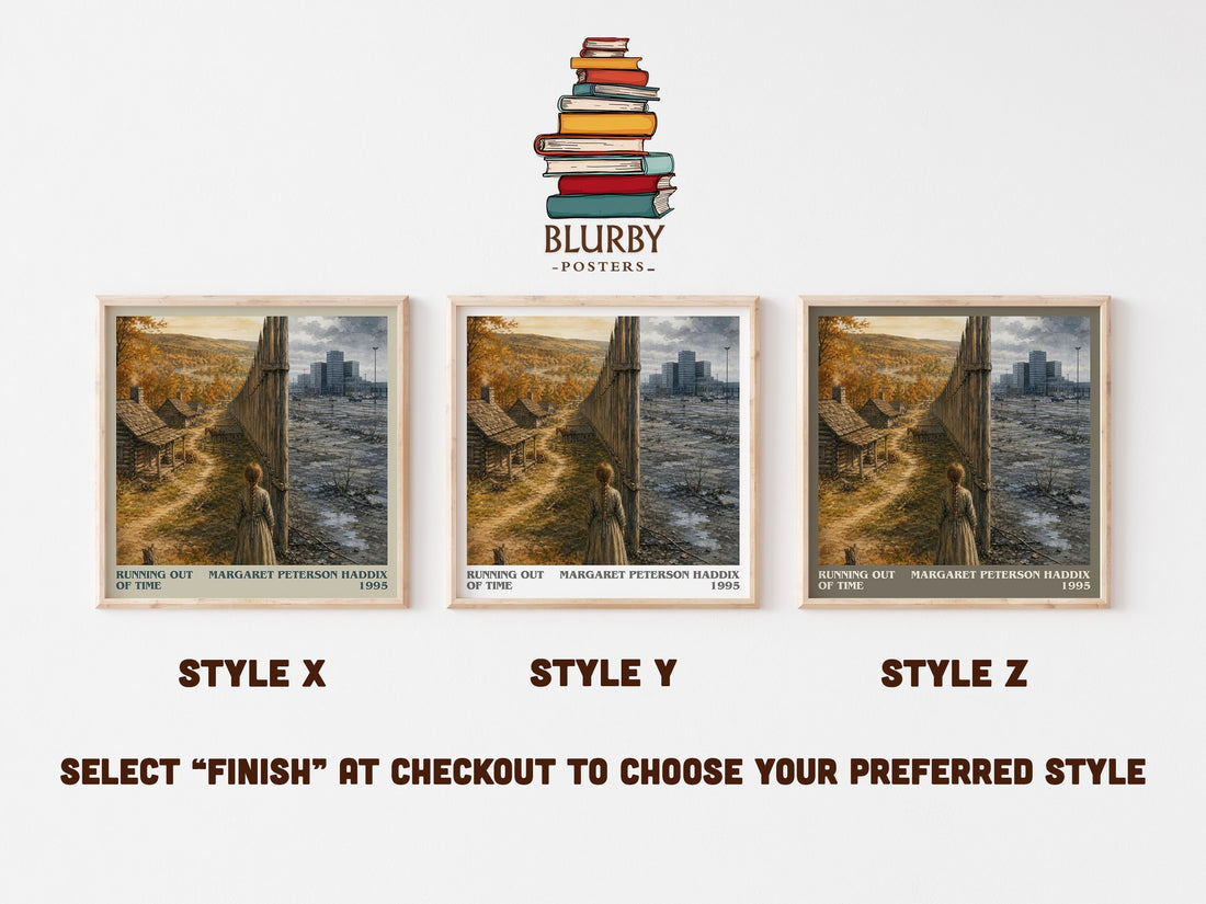 Running Out of Time literary print in frame leaning in hallway – young adult wall art (mockup)