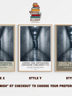 Among the Imposters (Shadow Children #2) book cover print in frame leaning in hallway – young adult wall art