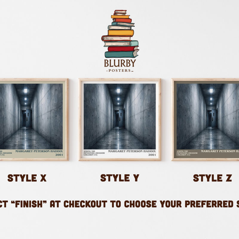 Among the Imposters (Shadow Children #2) literary print in frame leaning in hallway – young adult wall art