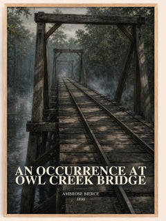 An Occurrence at Owl Creek Bridge watercolour book poster by Ambrose Bierce – framed literary art print