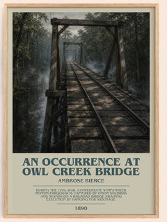 An Occurrence at Owl Creek Bridge bookish book poster by Ambrose Bierce – framed literary art print