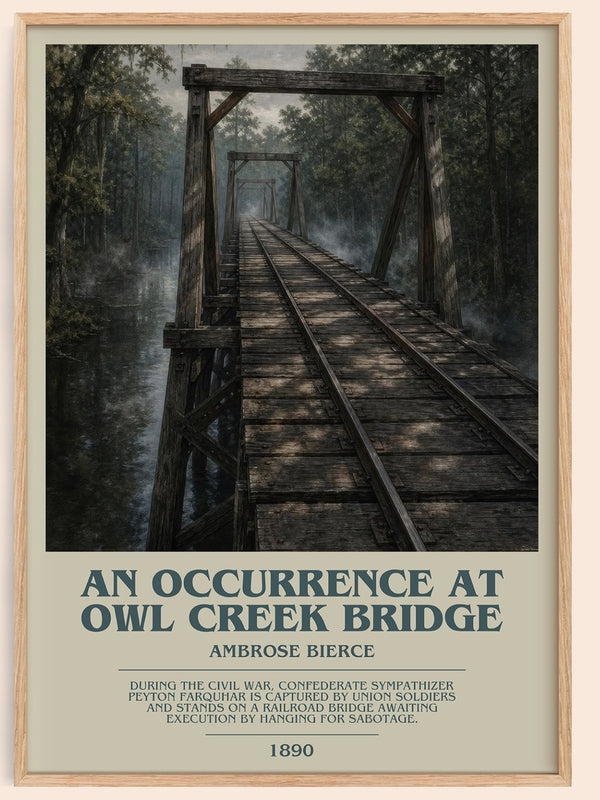 An Occurrence at Owl Creek Bridge bookish book poster by Ambrose Bierce – framed literary art print