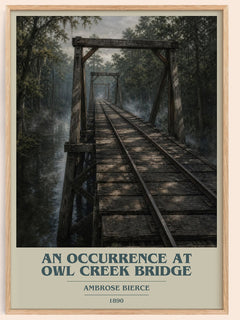An Occurrence at Owl Creek Bridge book cover book poster by Ambrose Bierce – framed literary art print