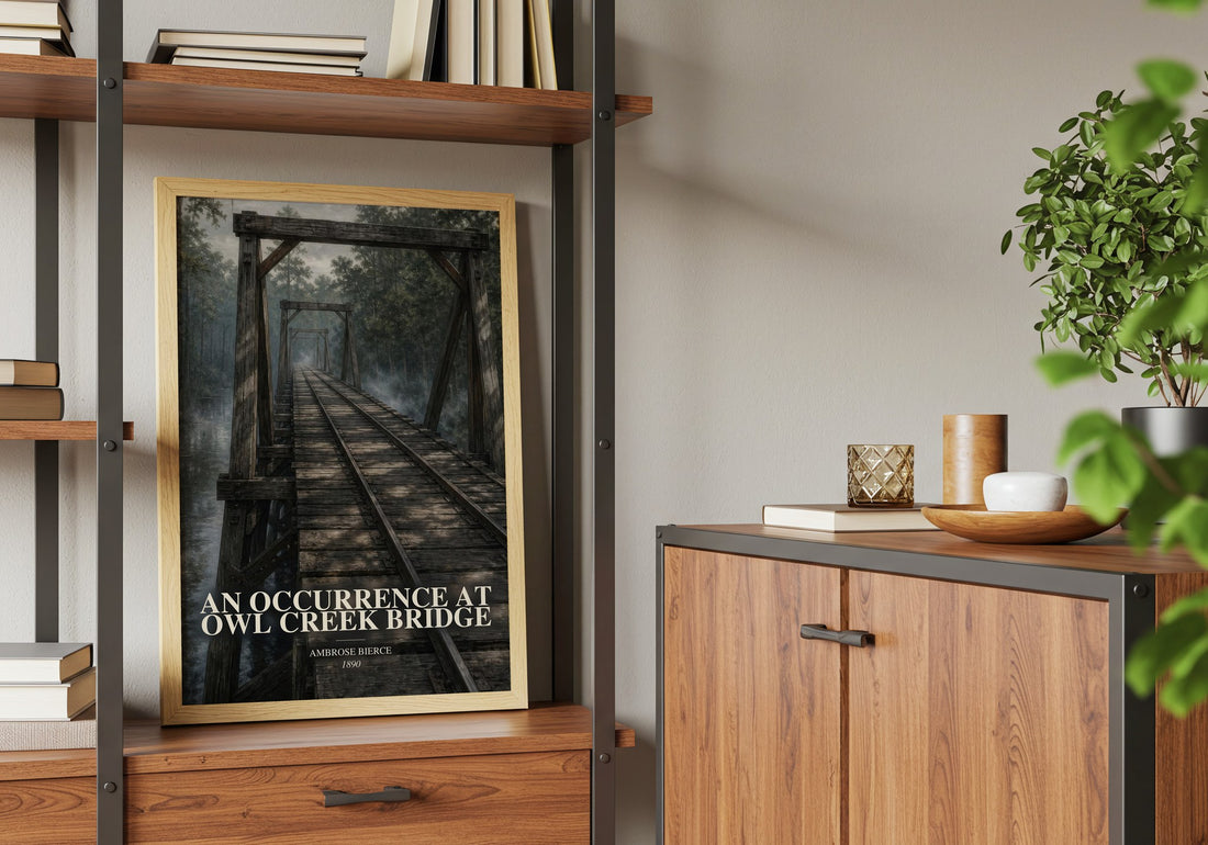 An Occurrence at Owl Creek Bridge book watercolour illustration paper finish options – matte satin gloss