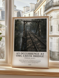 An Occurrence at Owl Creek Bridge bookish poster colour and style options – Ambrose Bierce book art