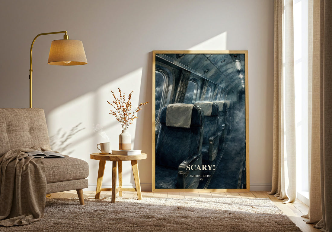 Scary! watercolour print in frame leaning in hallway – horror wall art