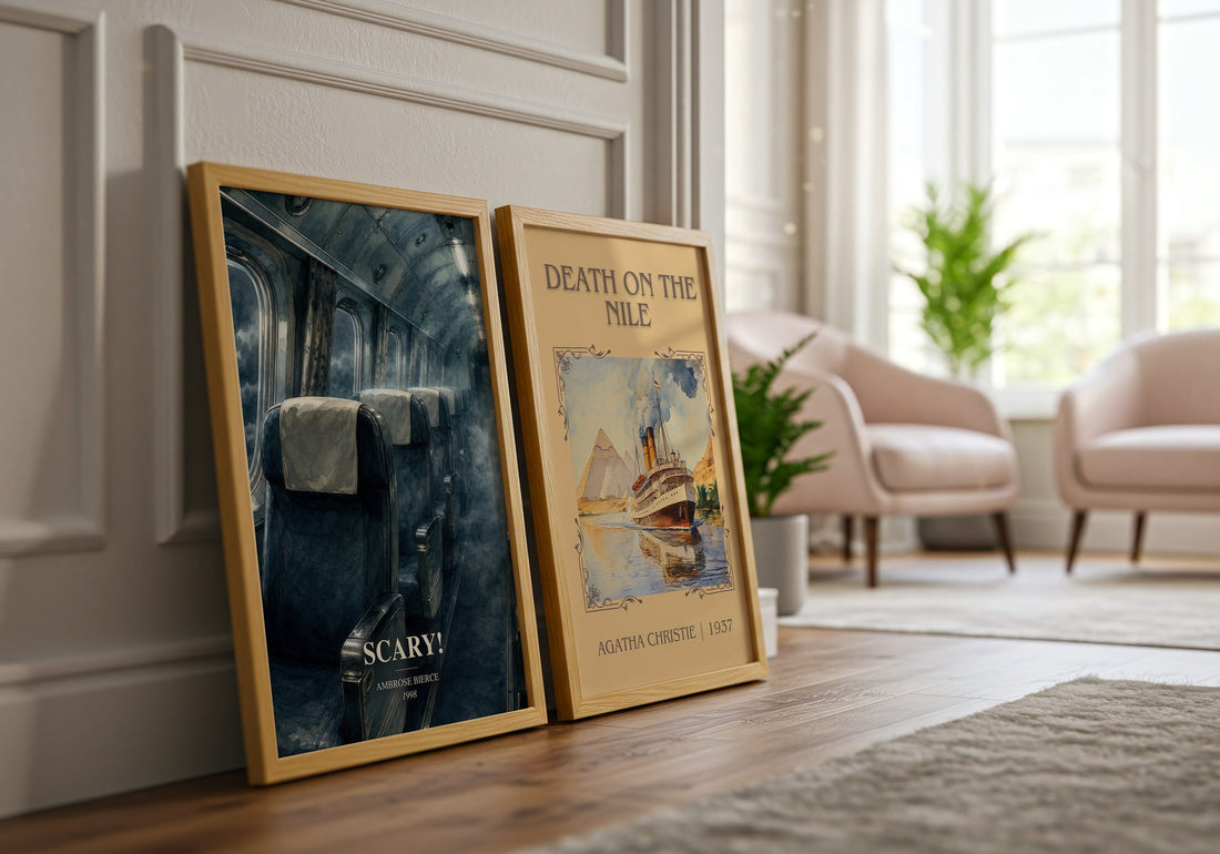 Scary! watercolour print framed by window – literary home decor