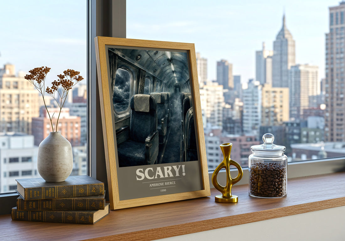 Scary! book cover print framed by window – literary home decor